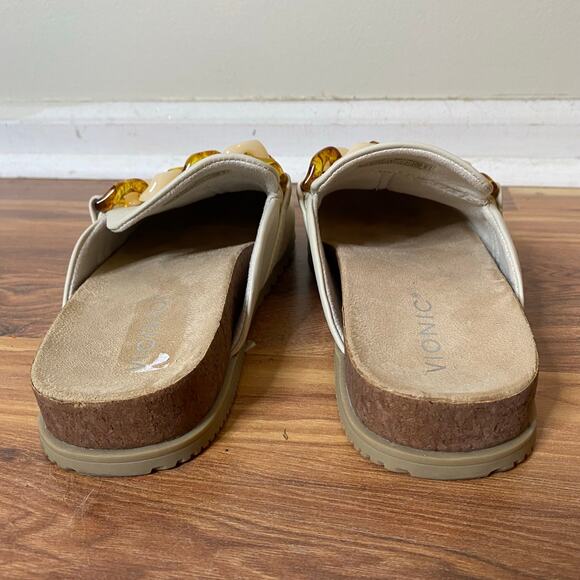 VIONIC Georgie Chain Detail Mule Clog Cream Leather Size 7.5 - Picture 8 of 11